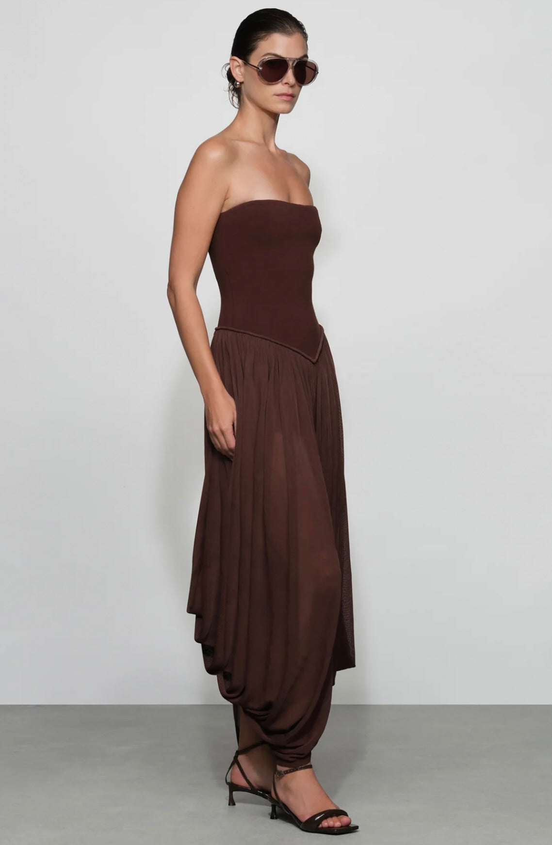 Strapless Draped Rayon One-Piece