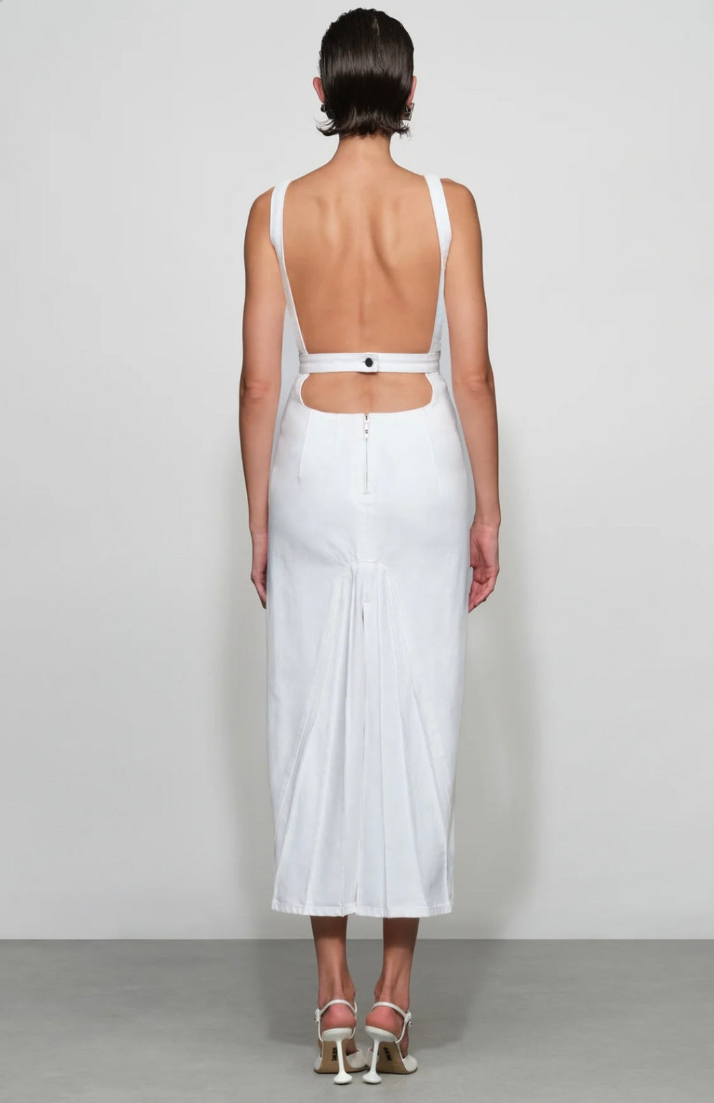 White Architectural Denim Midi