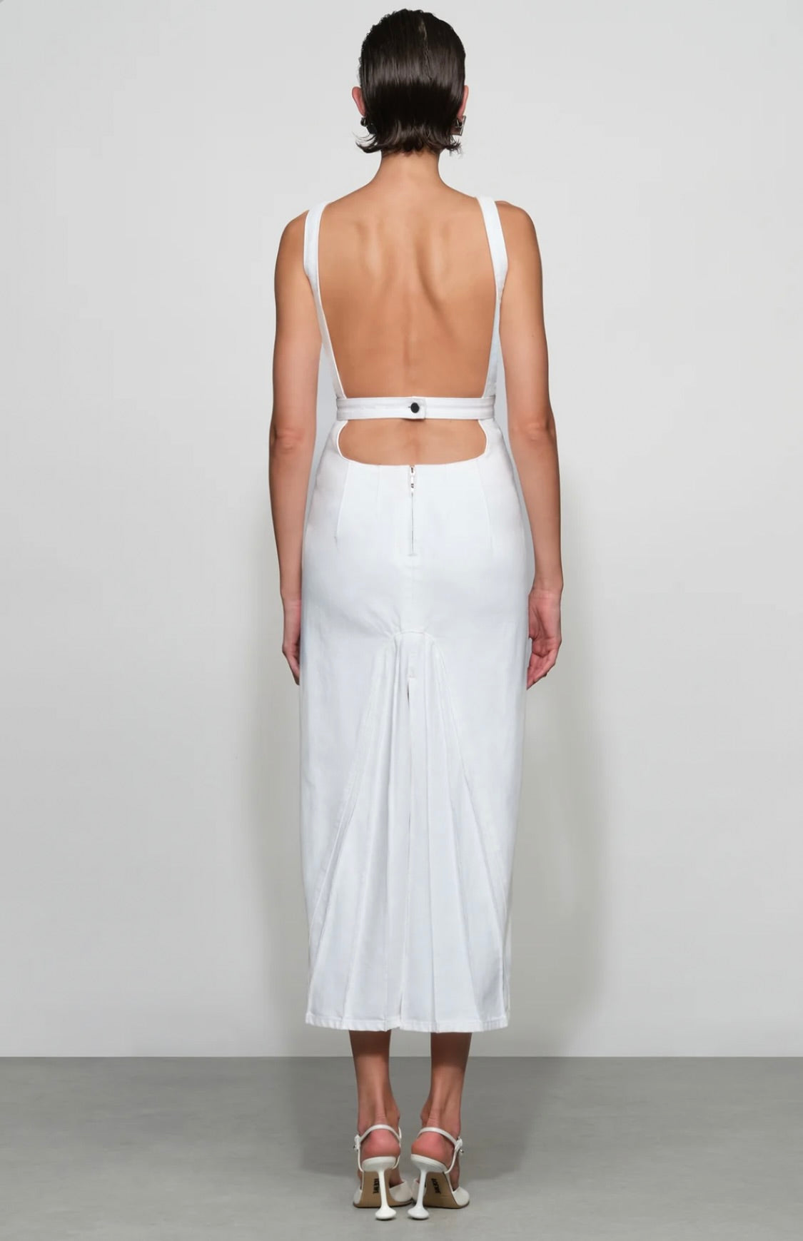 White Architectural Denim Midi