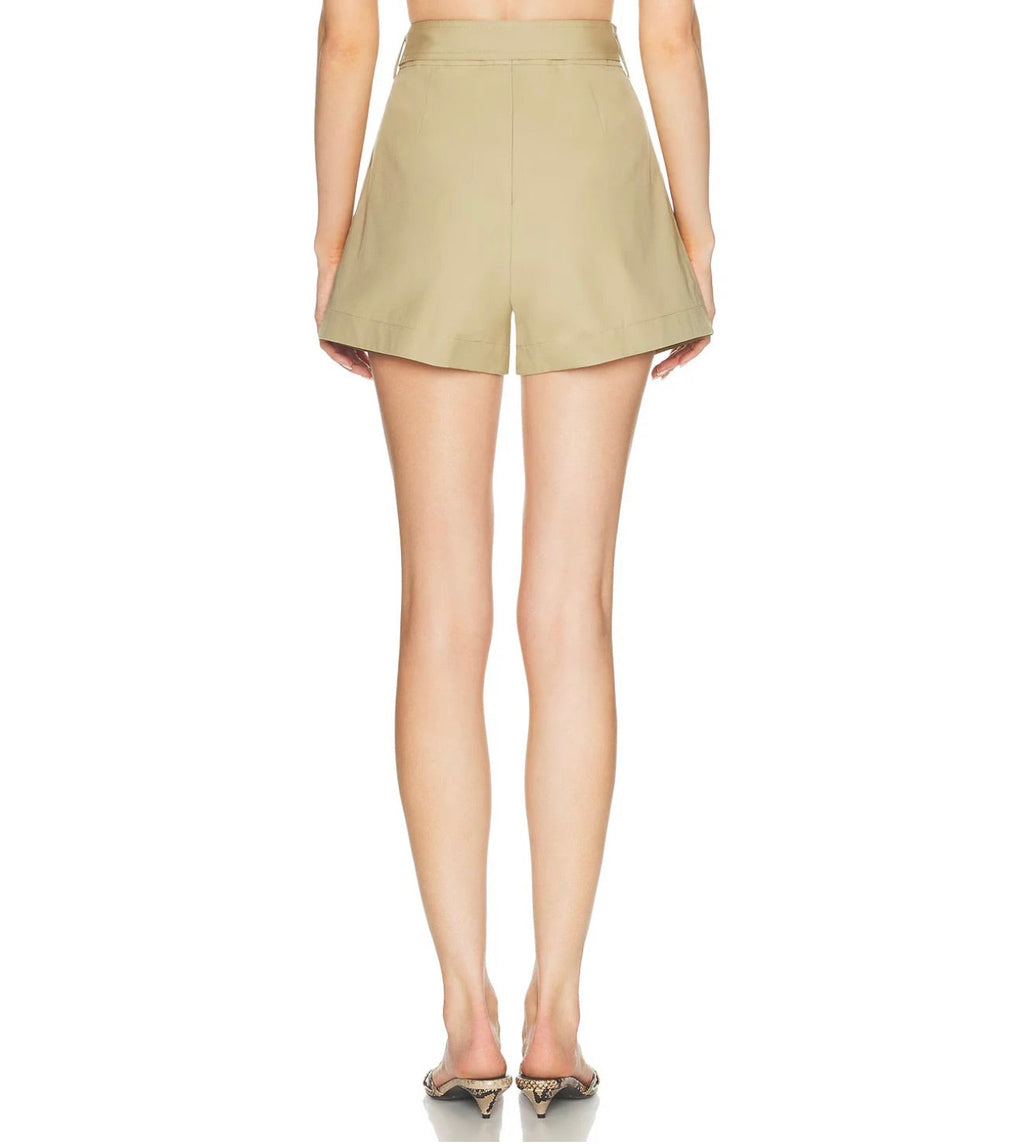 Camel High-Waist A-Line Shorts