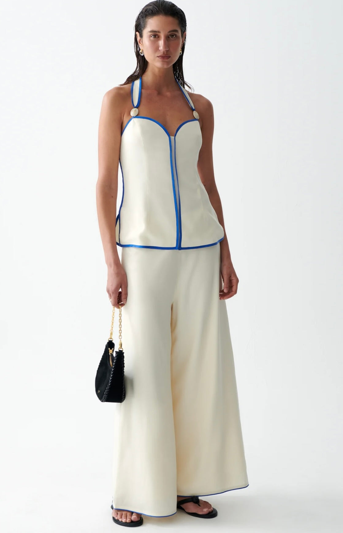 Beaded Adjustable Halter Fitted Top