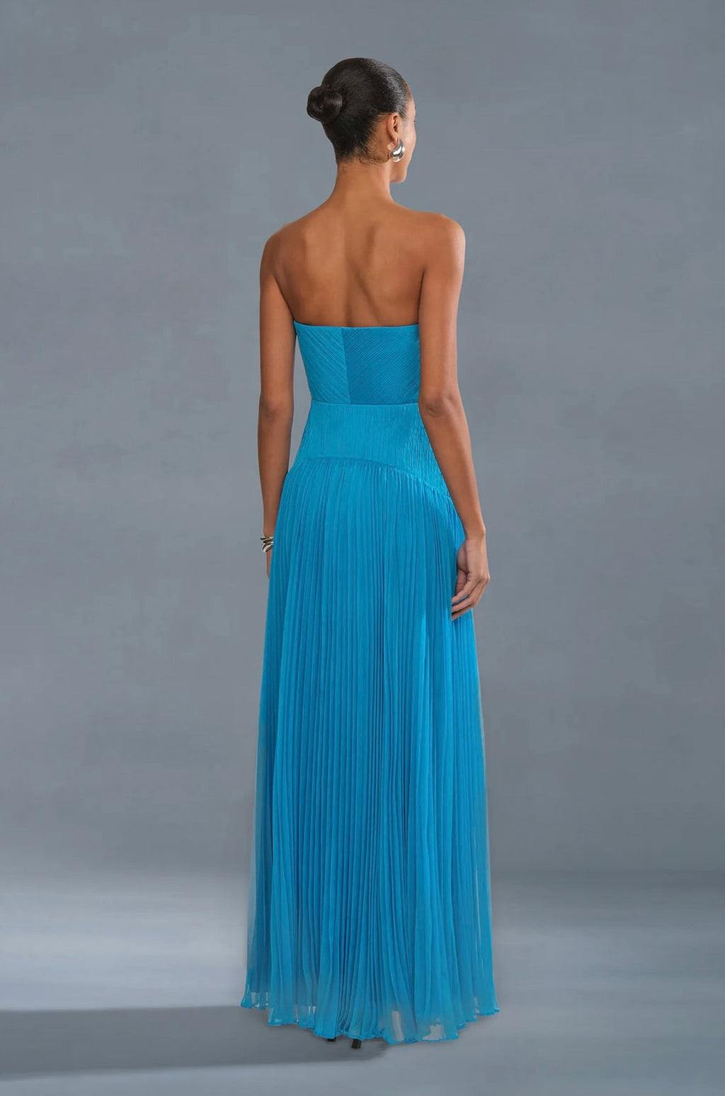 Azura Strapless 3D Beaded Pleated Floor-Length Gown