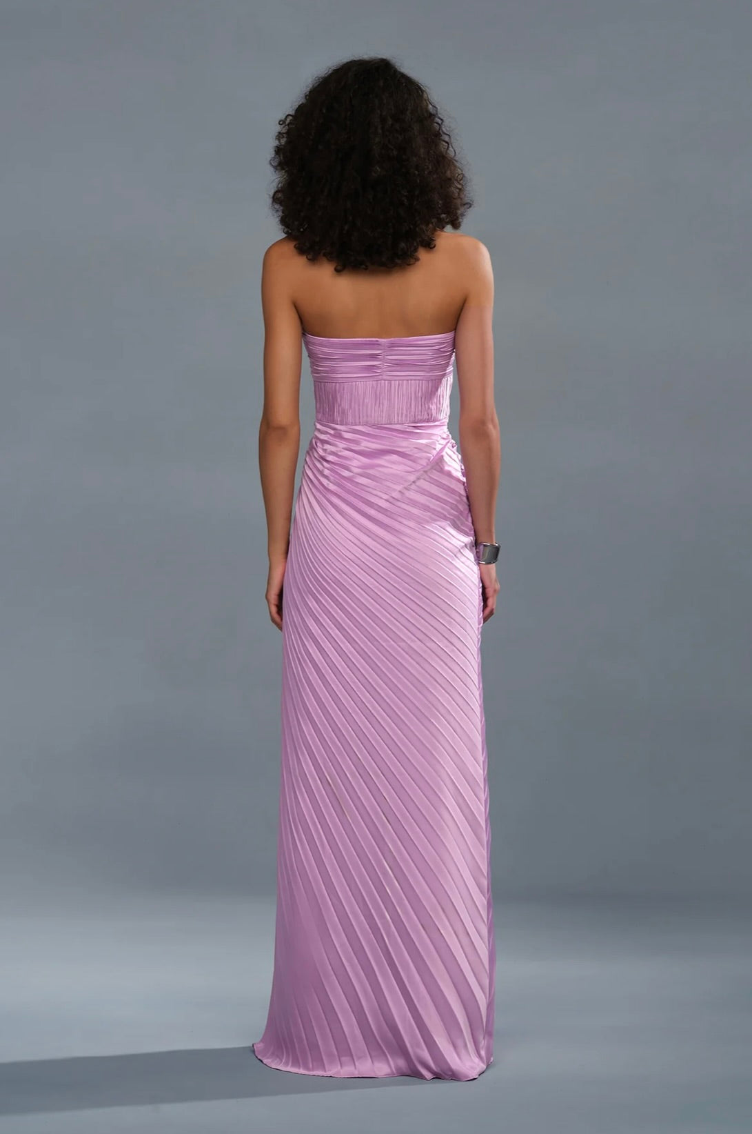 Pink Hyacinth Strapless Pleated A-Line Gown