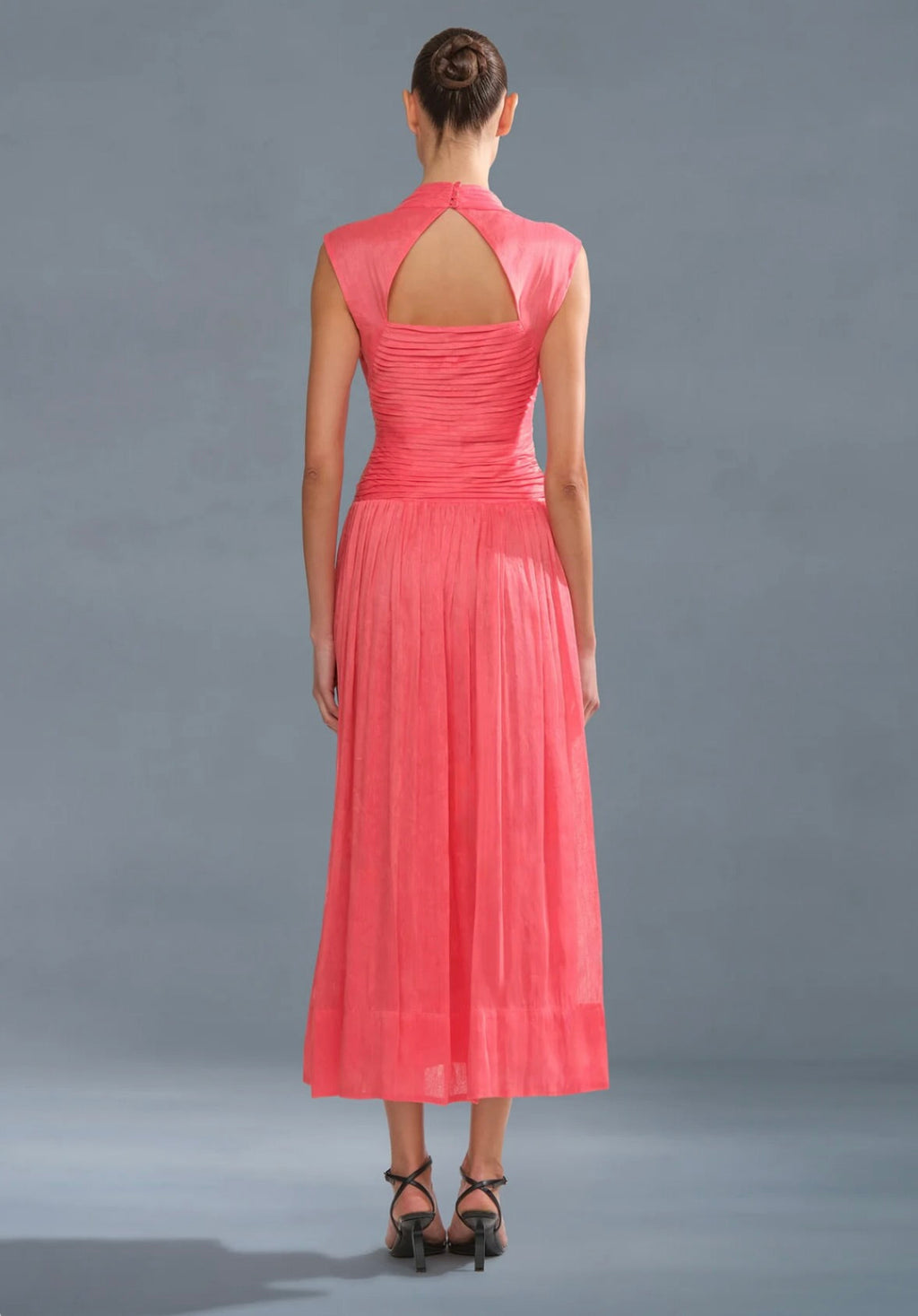 Cap-Sleeve A-Line Open-Back Breathable Midi