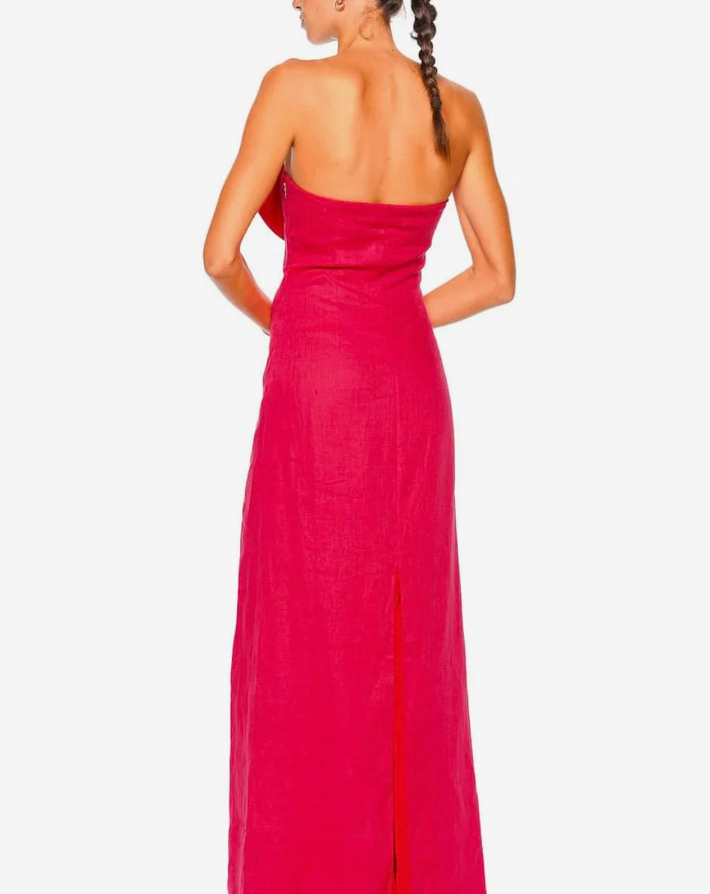 Raspberry Strapless Beaded Petal Maxi Dress