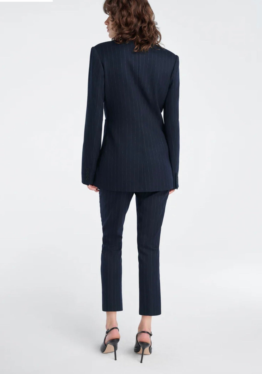 ‌Navy Pinstripe Sculpted Blazer
