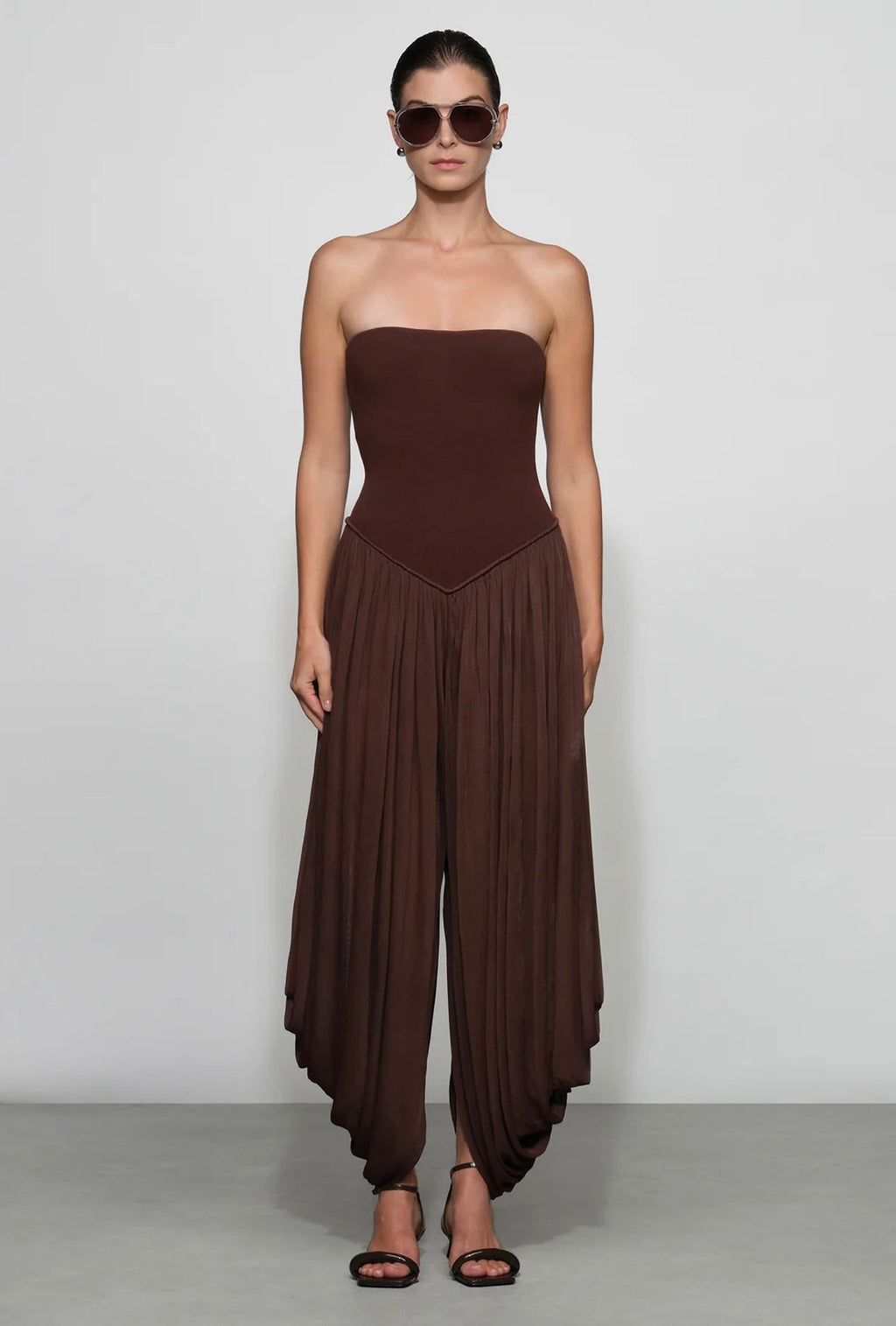 Strapless Draped Rayon One-Piece
