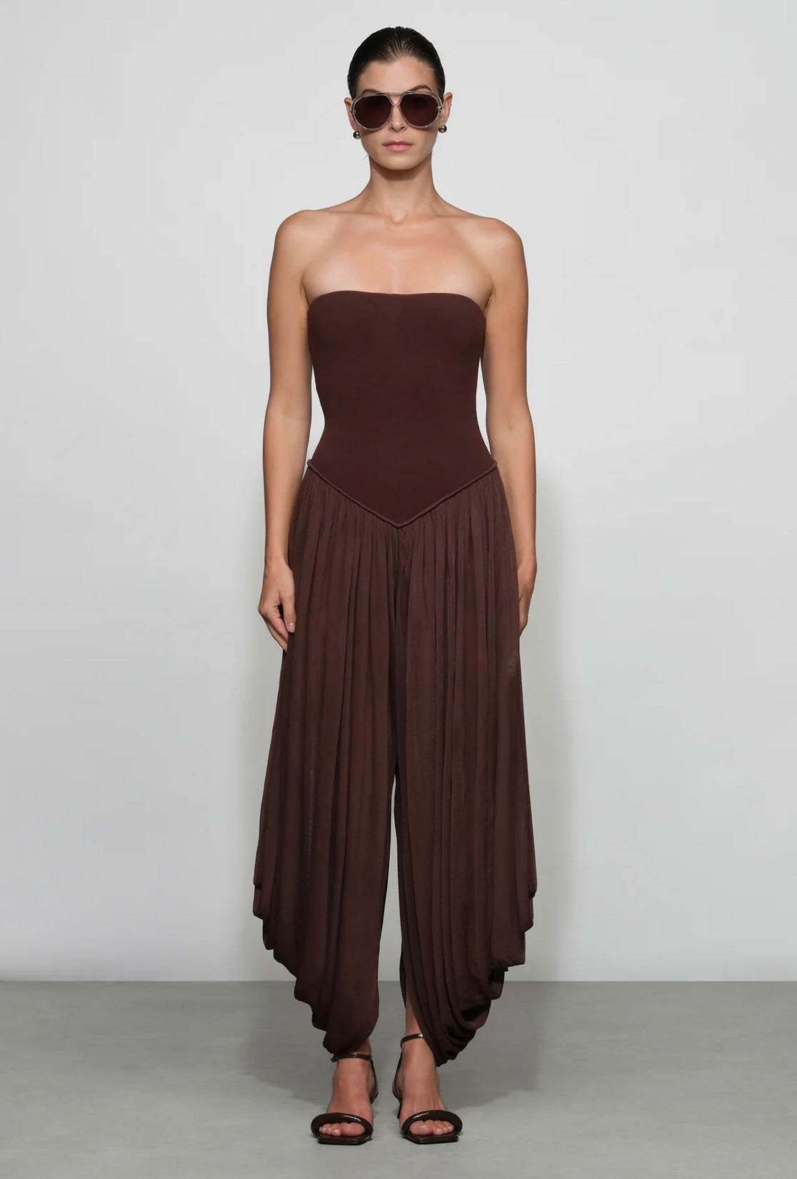 Strapless Draped Rayon One-Piece