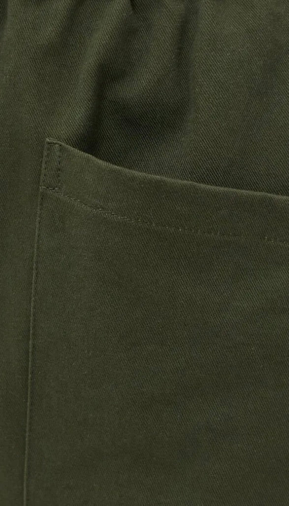 Olive Mid-Rise Elastic Waist Cropped Pants