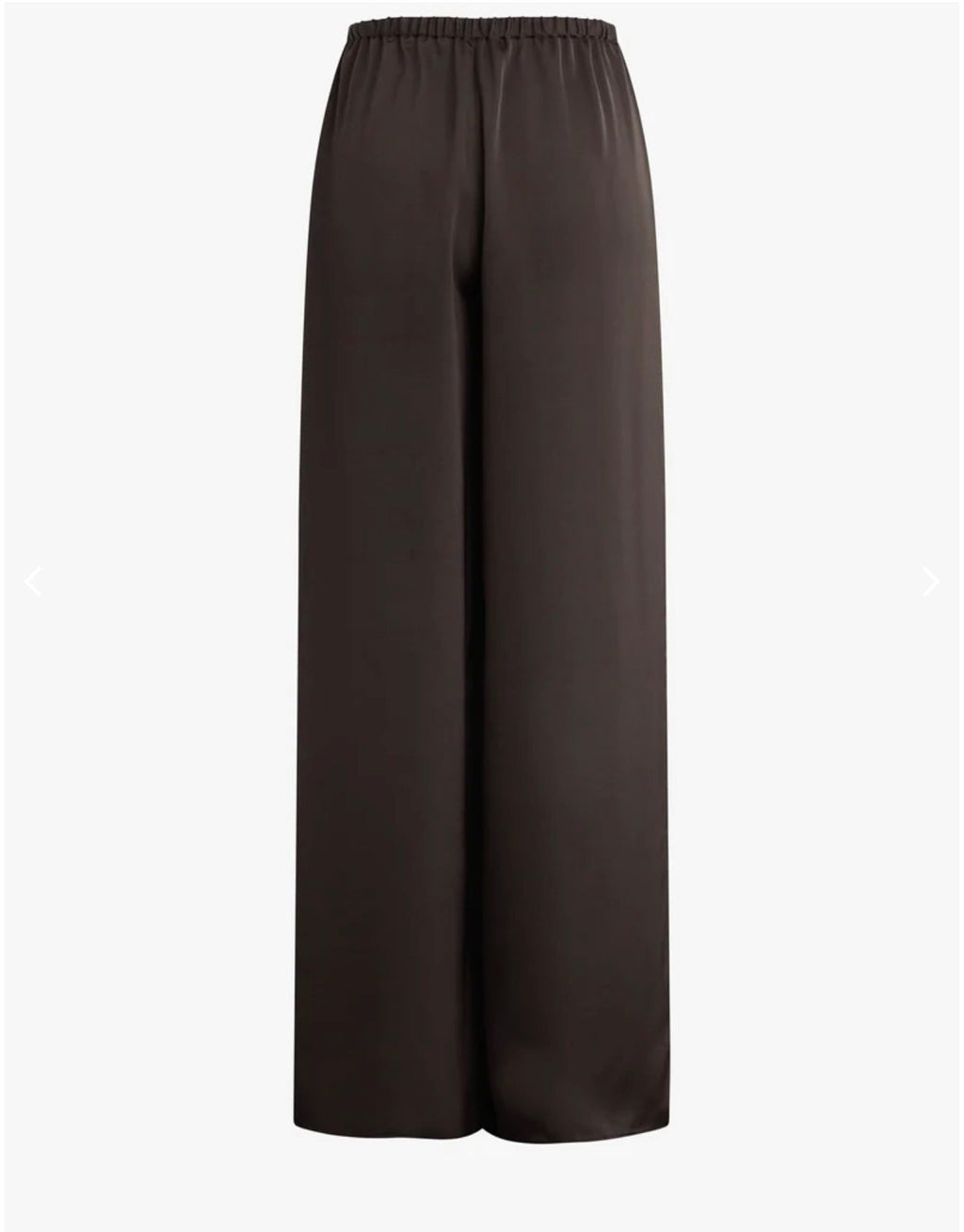 Espresso Silky Satin Elastic Wide-Leg Trousers