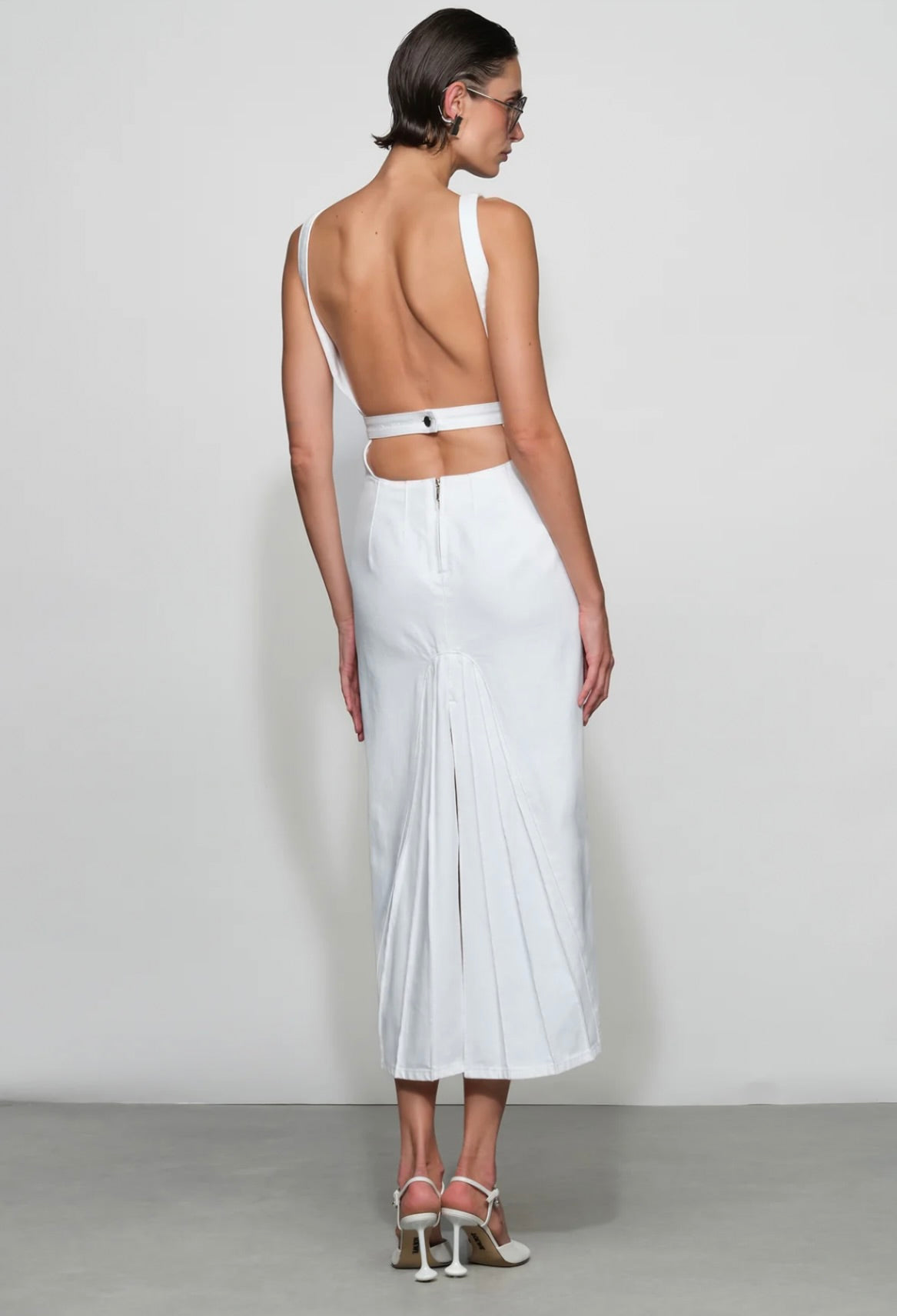 White Architectural Denim Midi
