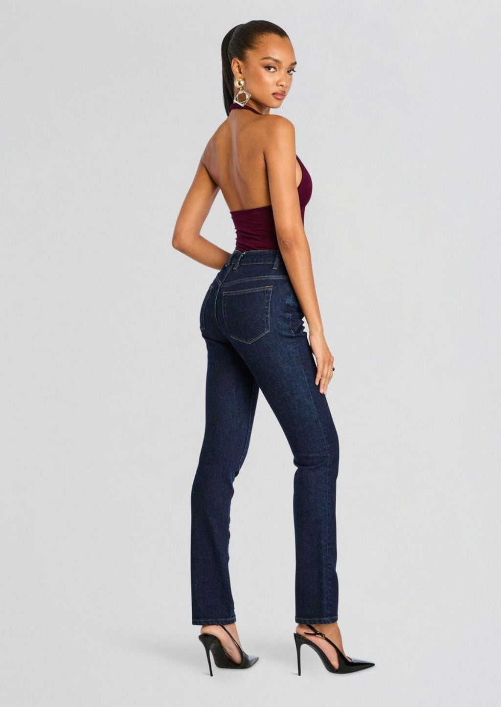 High-Rise Front-Button & Front-Zip Skinny Denim