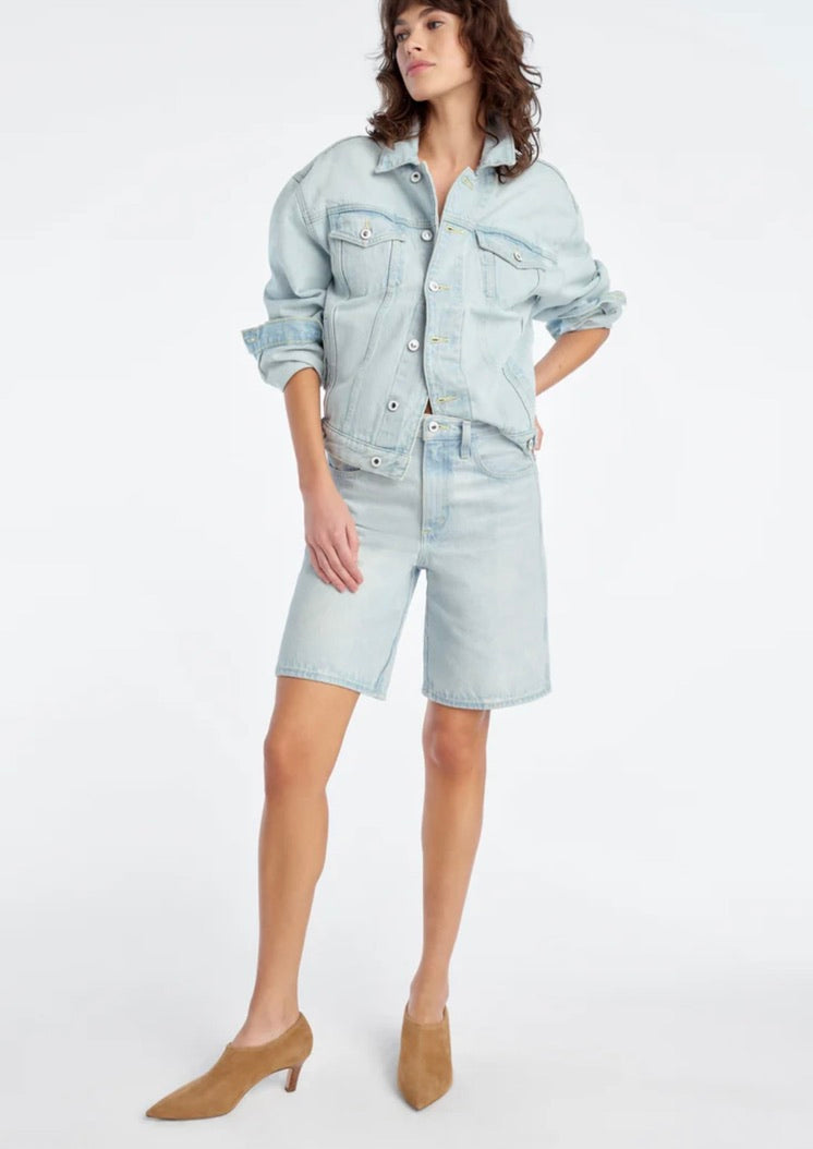 Long-Sleeve Denim Button Jacket