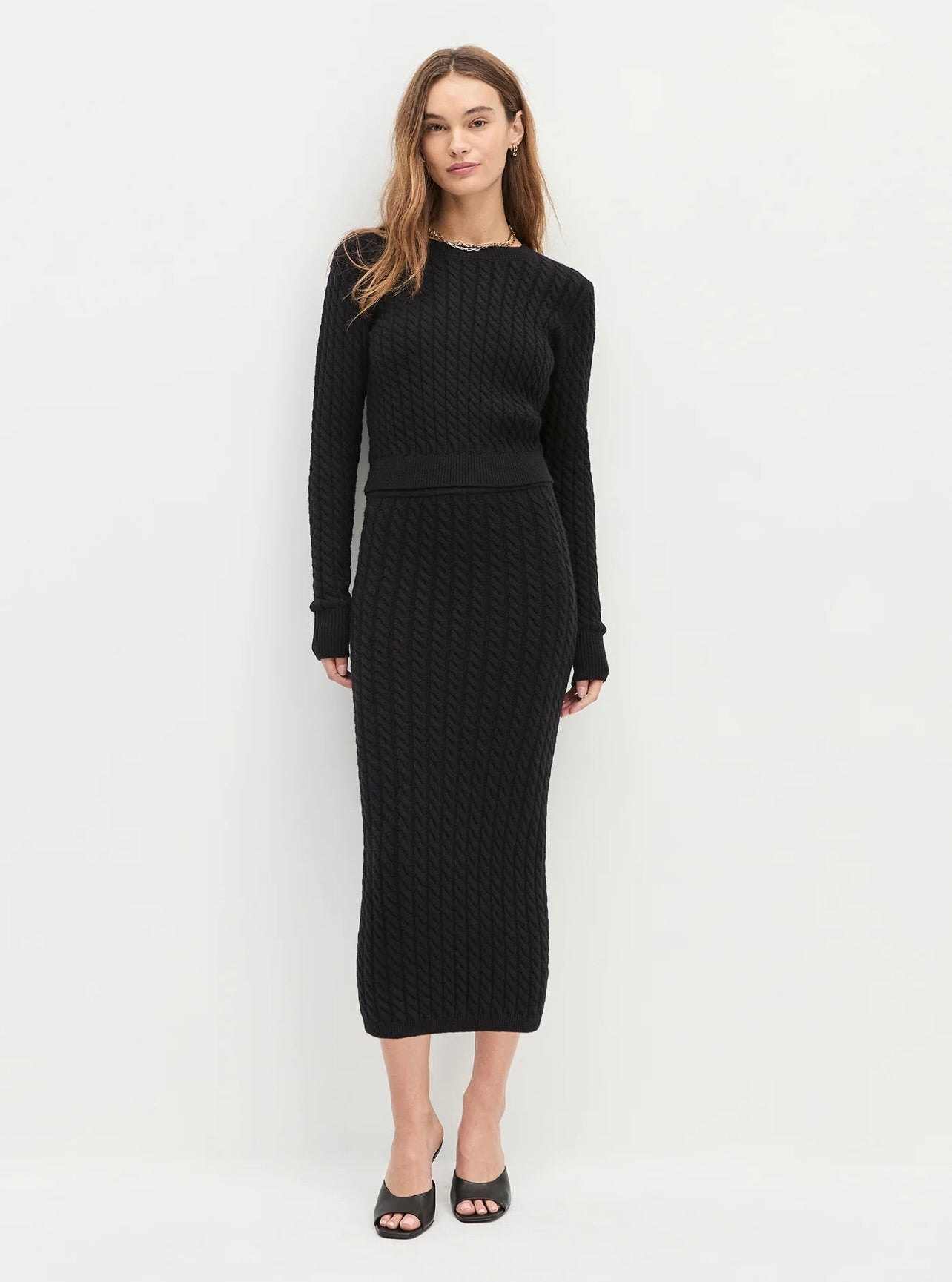 Black High-Rise Knit Midi