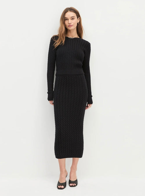 Black High-Rise Knit Midi