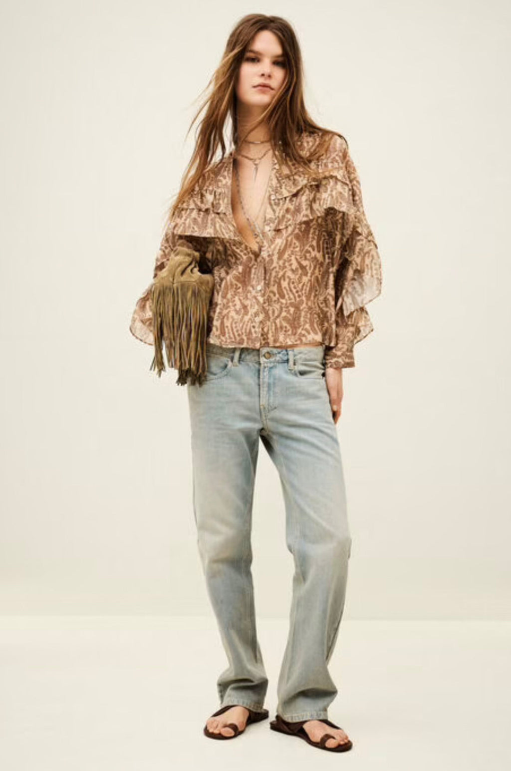Ecru Horizontal Ruffle