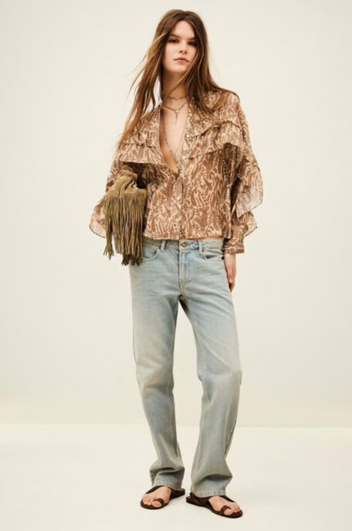Ecru Horizontal Ruffle