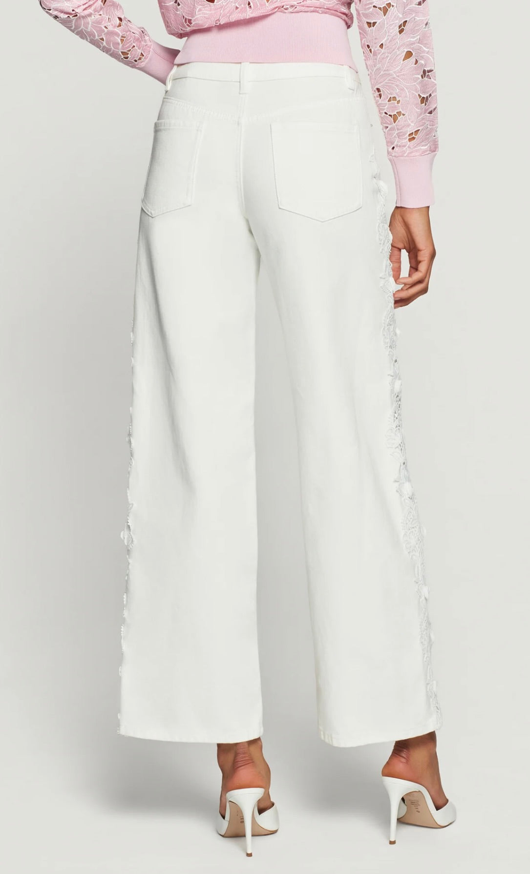 White Mid-Rise Elastic Waist Straight-Leg Denim