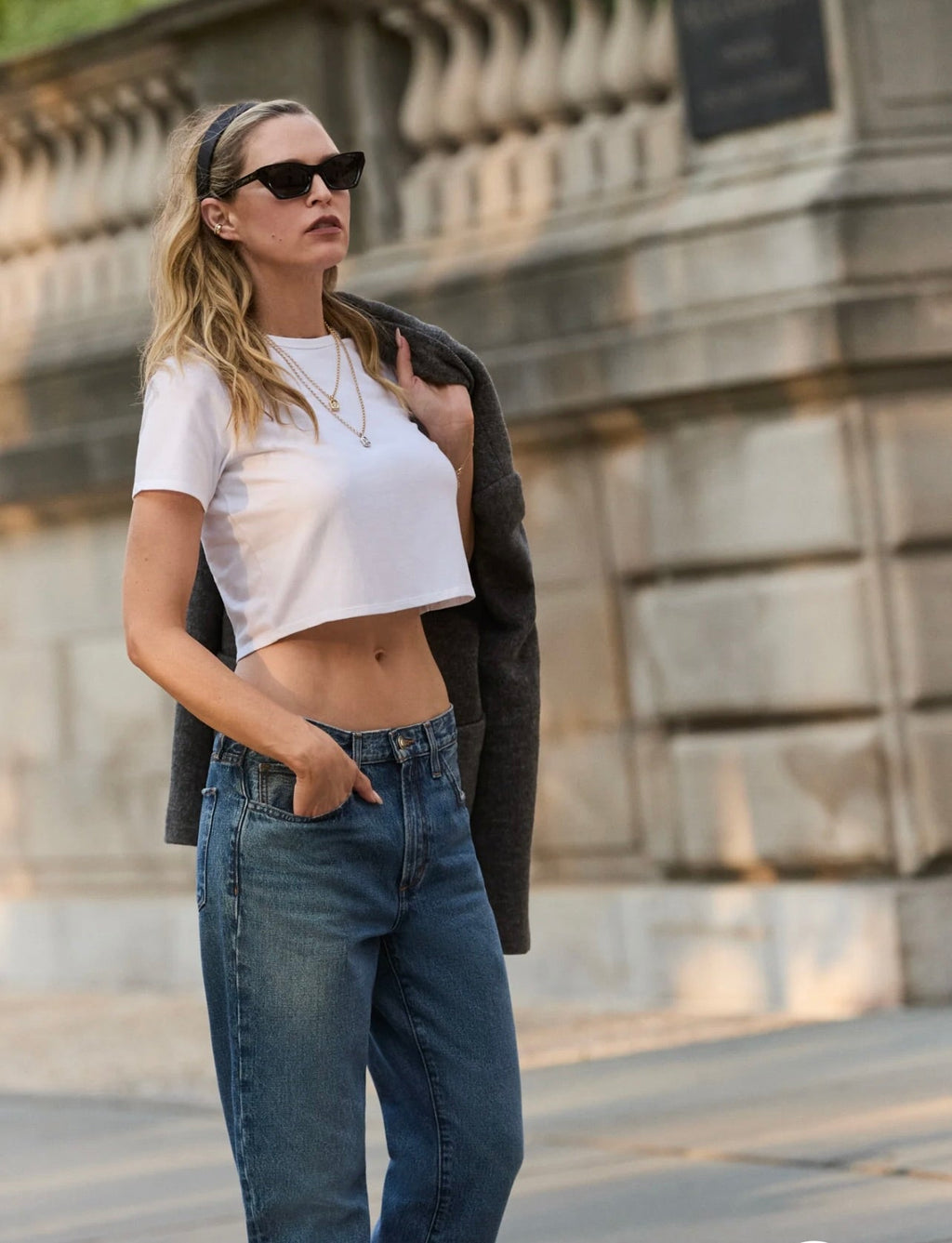 Low-Rise Vintage Medium-Blue Slim-Straight Denim