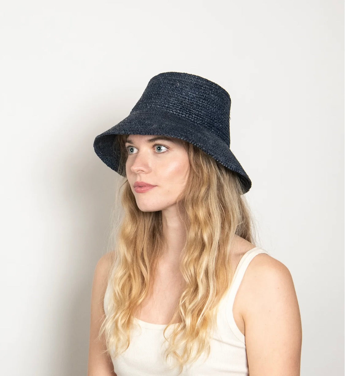 Midnight Blue Crocheted Foldable Telescope Bucket Hat