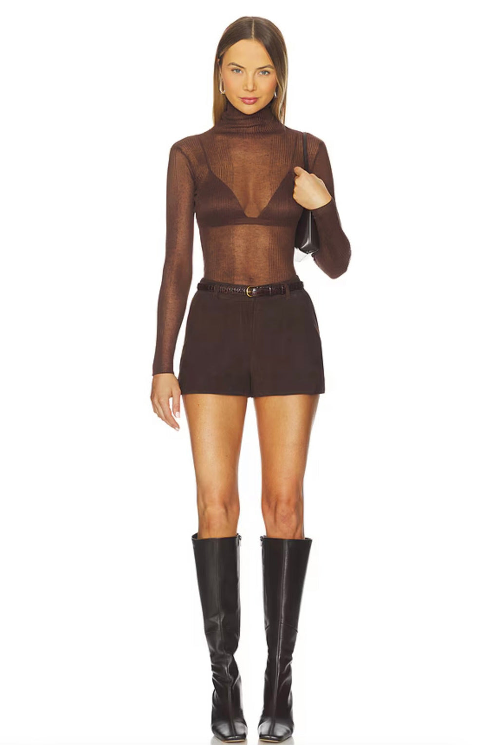 Tobacco Side Slit Polished Shorts