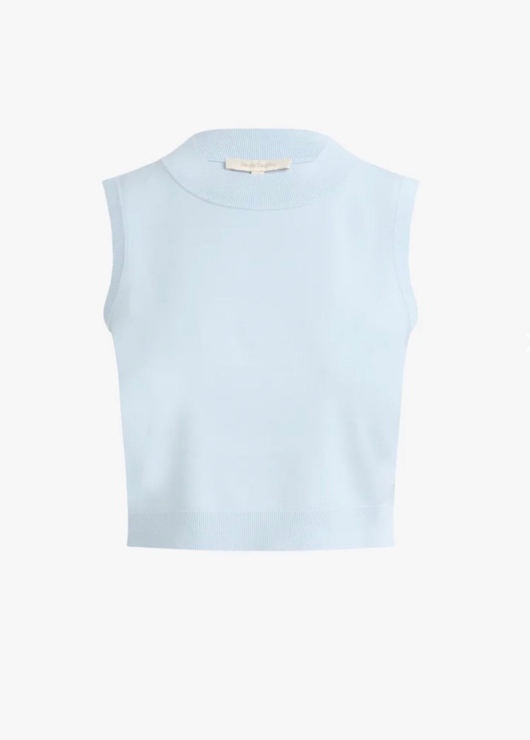 Sky Blue Sleeveless Pullover Crop Top