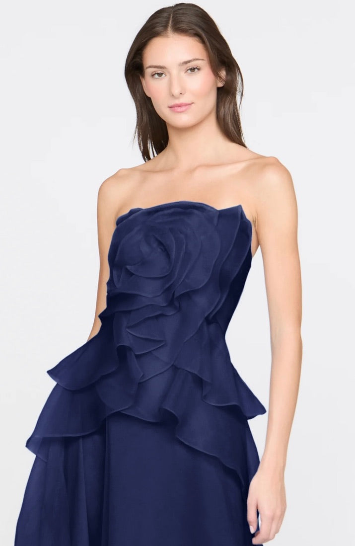 Strapless A-Line Fully-Lined Organza Gown