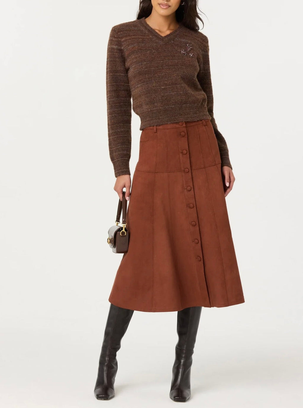 Heritage-Inspired Tailored Elegance Midi Skirt