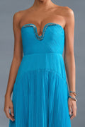 Azura Strapless 3D Beaded Pleated Floor-Length Gown