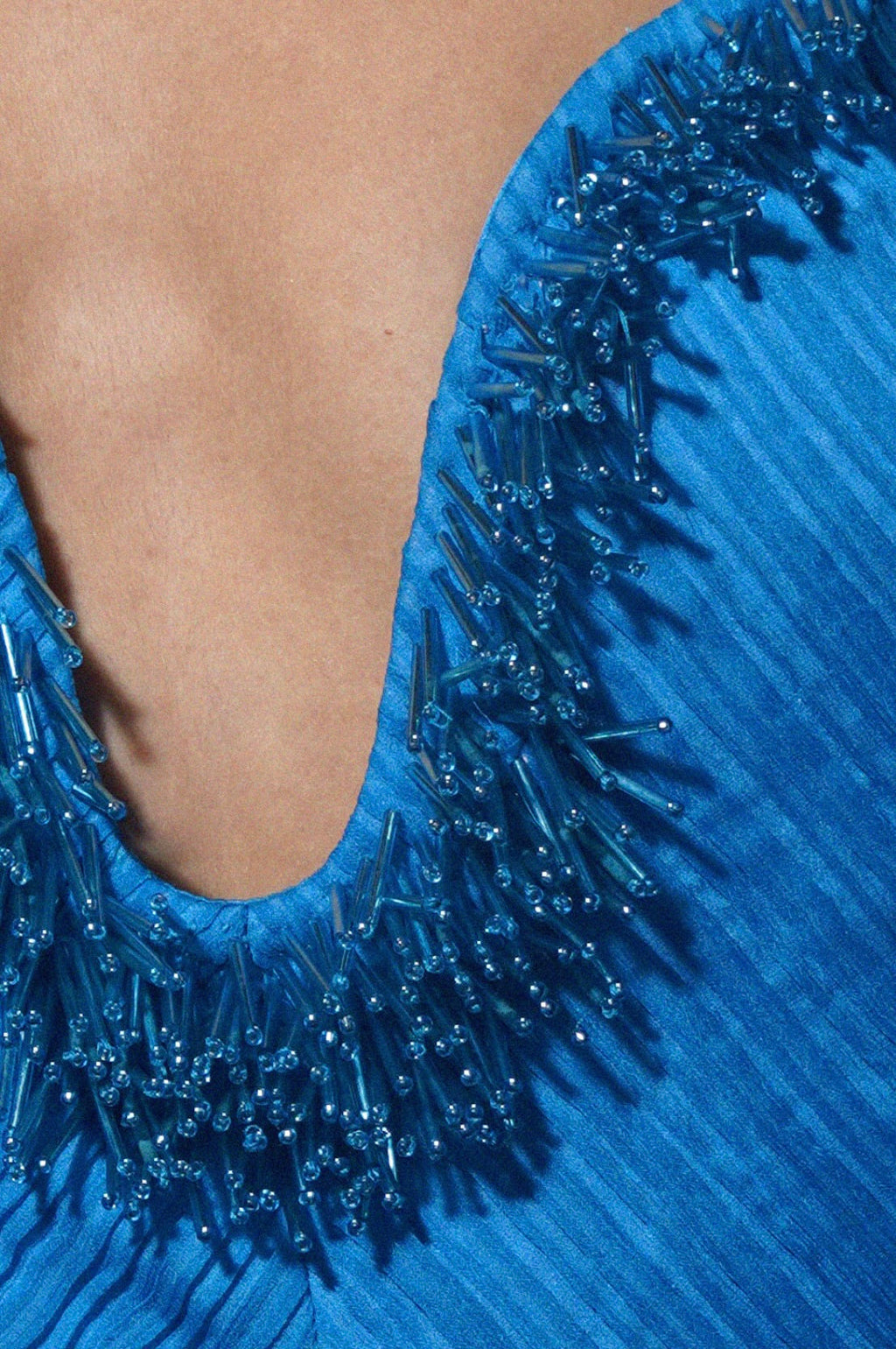 Azura Strapless 3D Beaded Pleated Floor-Length Gown
