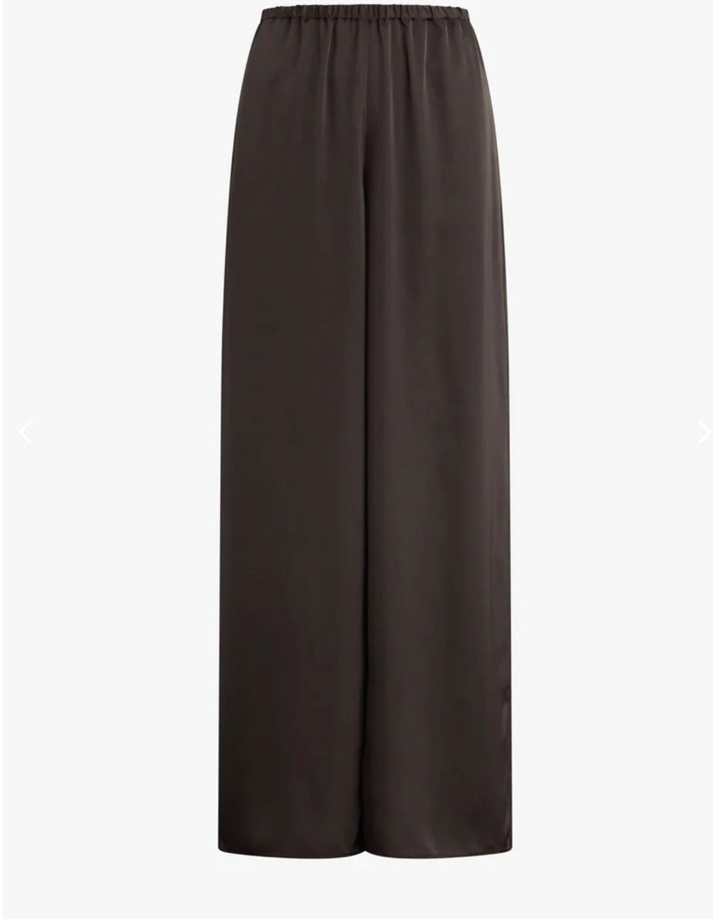 Espresso Silky Satin Elastic Wide-Leg Trousers