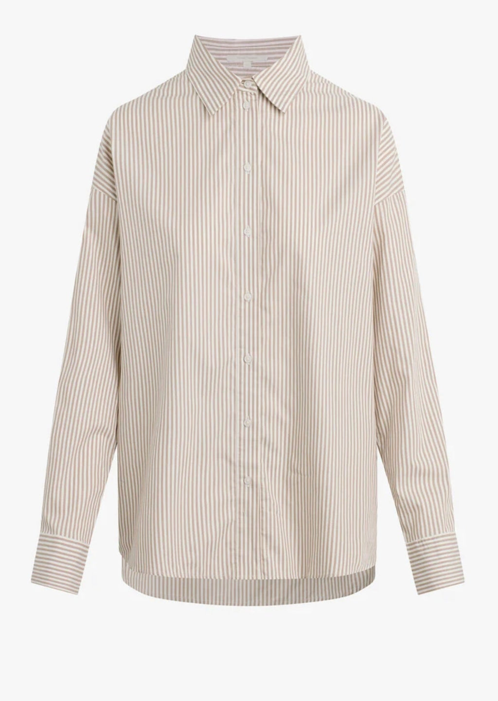 Soft Taupe Stripe Button Shirt
