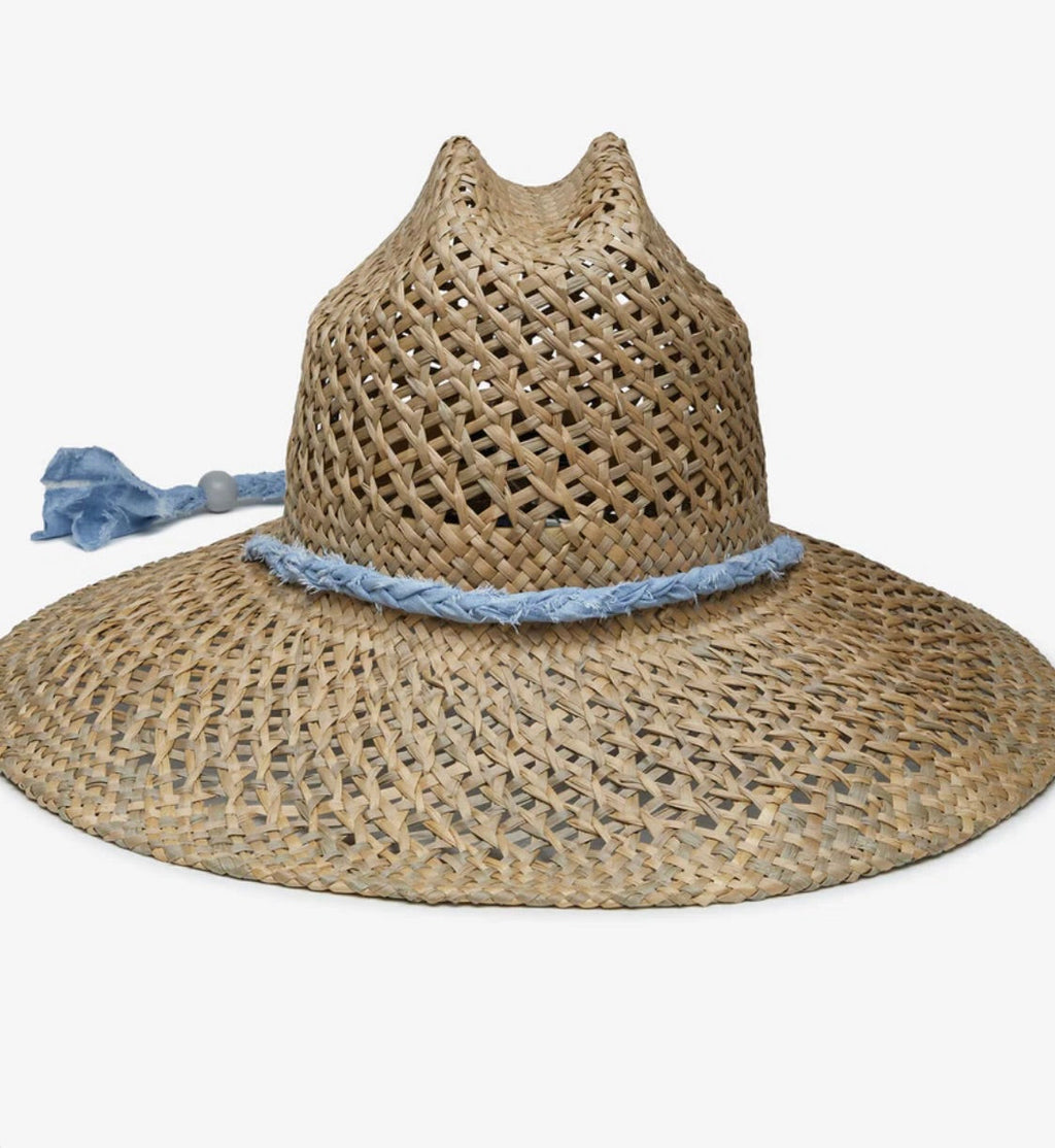 Cotton Voile-Braided Strap with Wooden Bead Structured Sun Hat