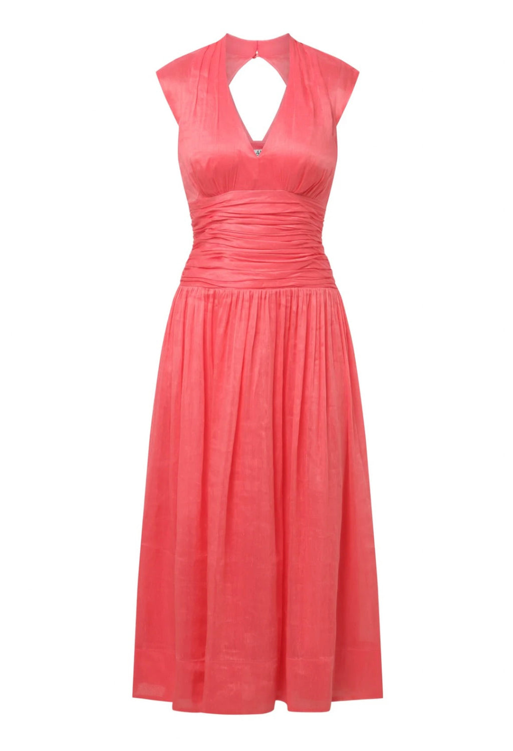 Cap-Sleeve A-Line Open-Back Breathable Midi