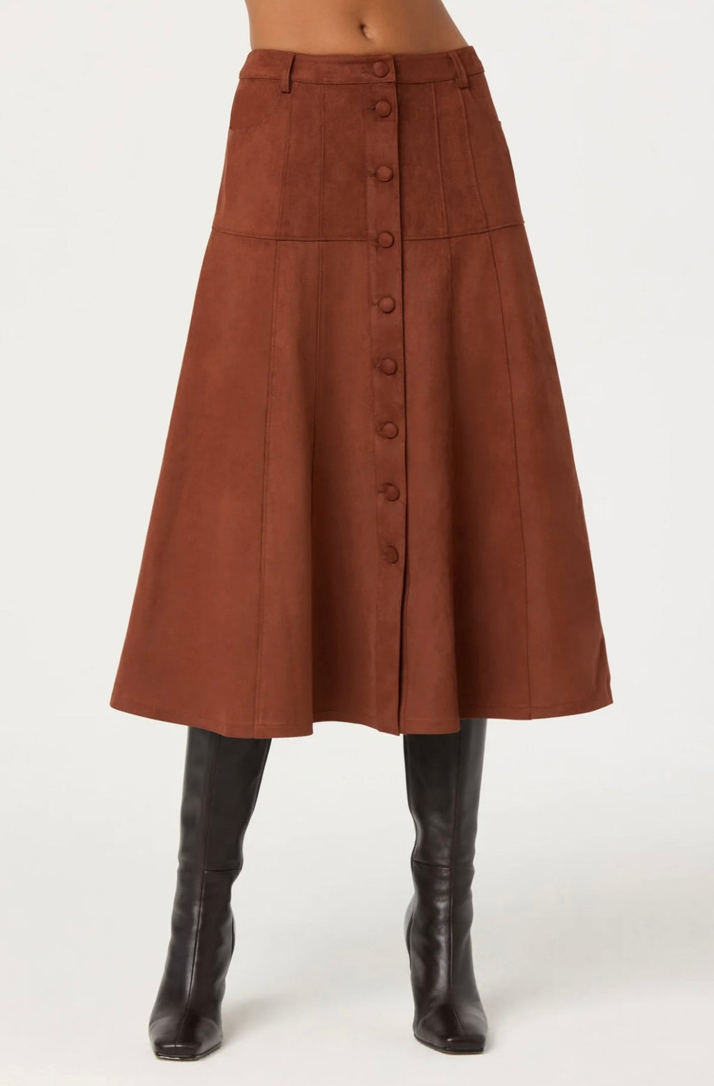 Heritage-Inspired Tailored Elegance Midi Skirt