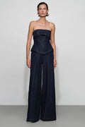 ‌Strapless Corset Denim One-Piece