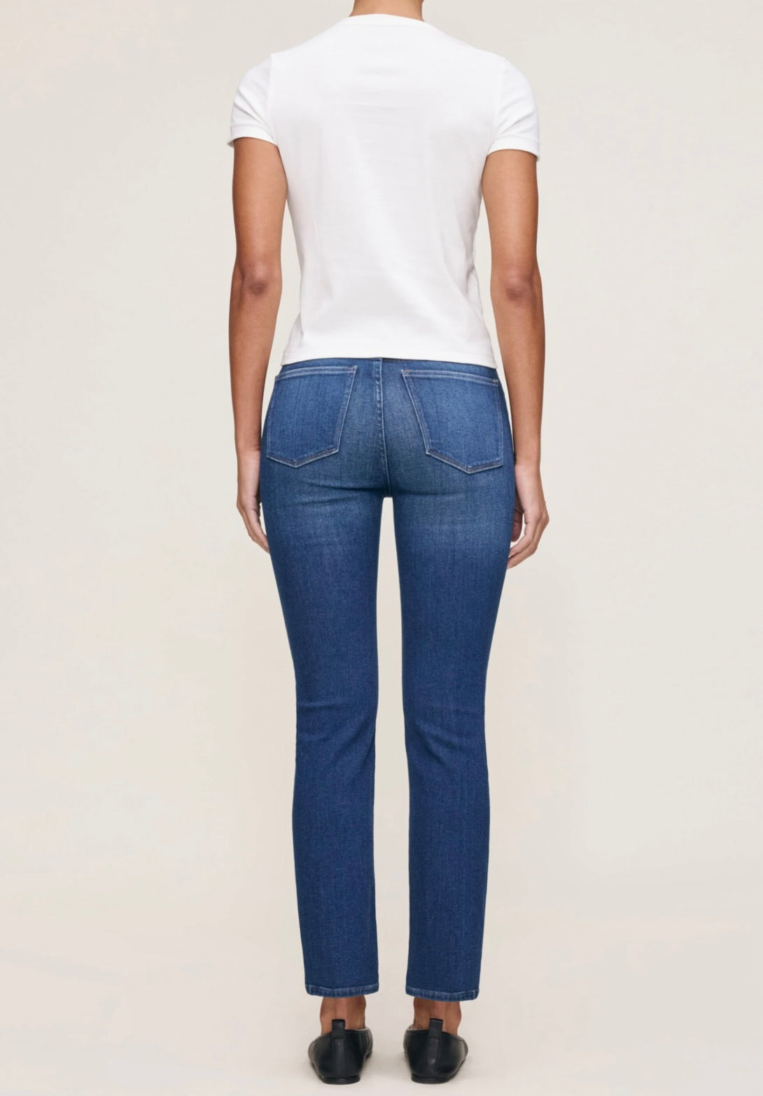  Five-Pocket Gold-Tone Hardware Mid-Rise Classic Straight Jeans