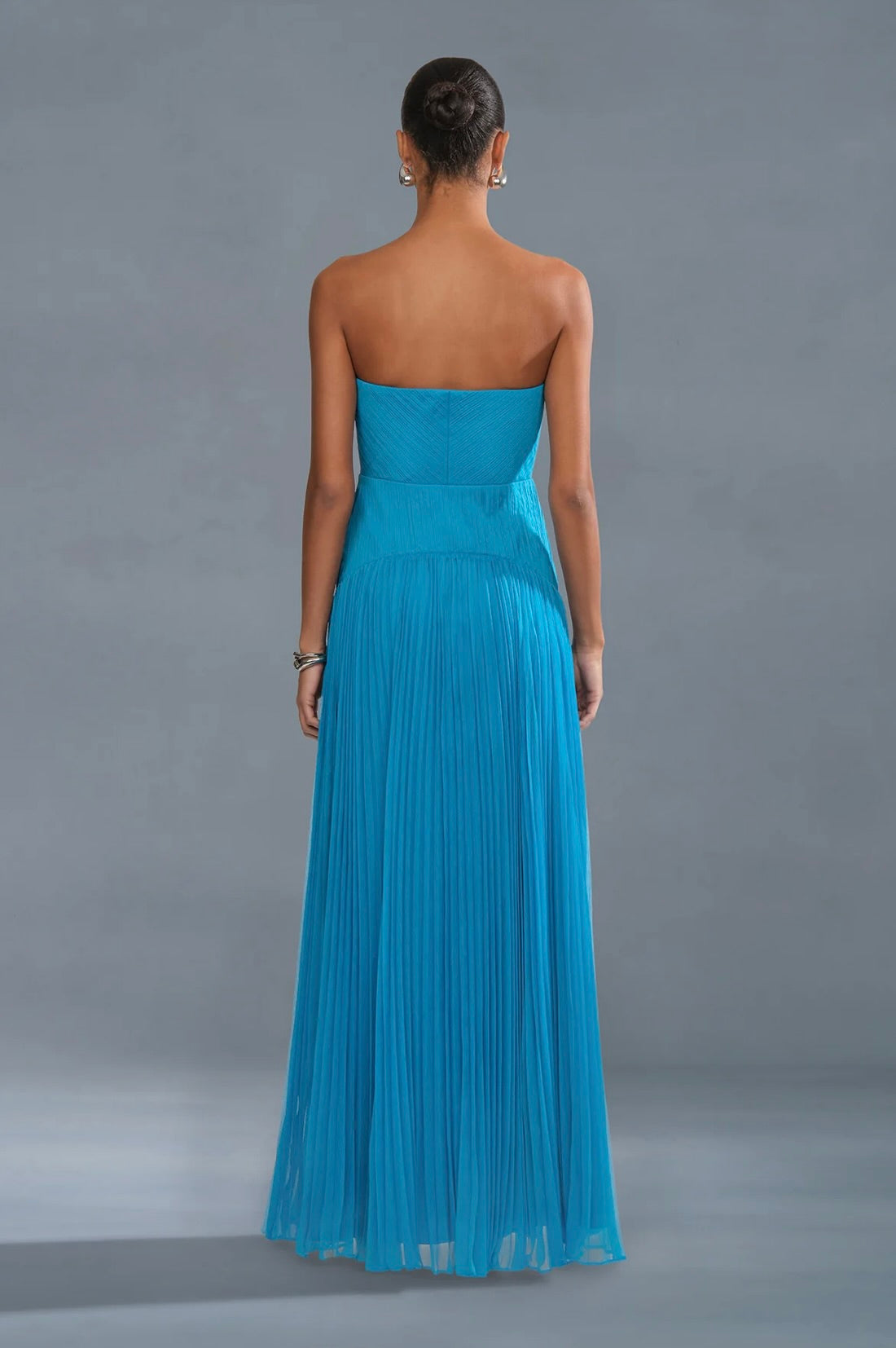 Azura Strapless 3D Beaded Pleated Floor-Length Gown