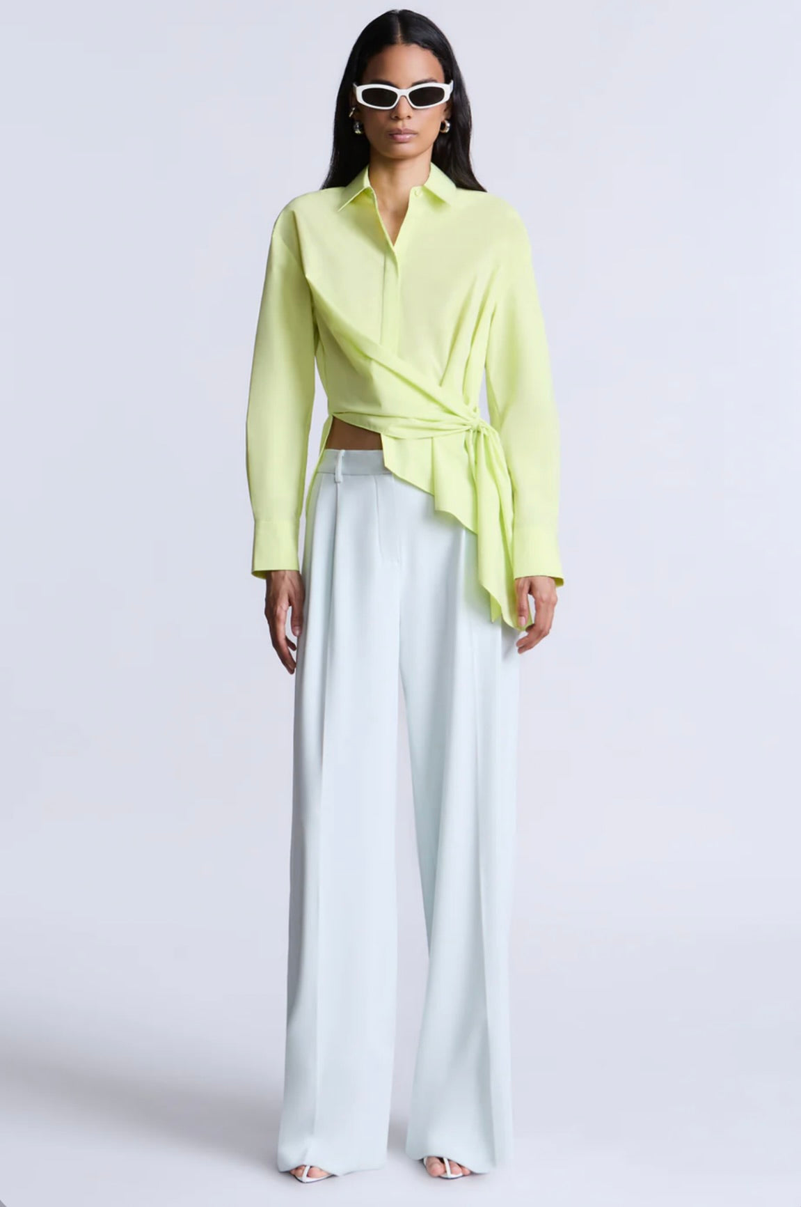 Cotton-Polyester Classic-Collar Wrap Shirt