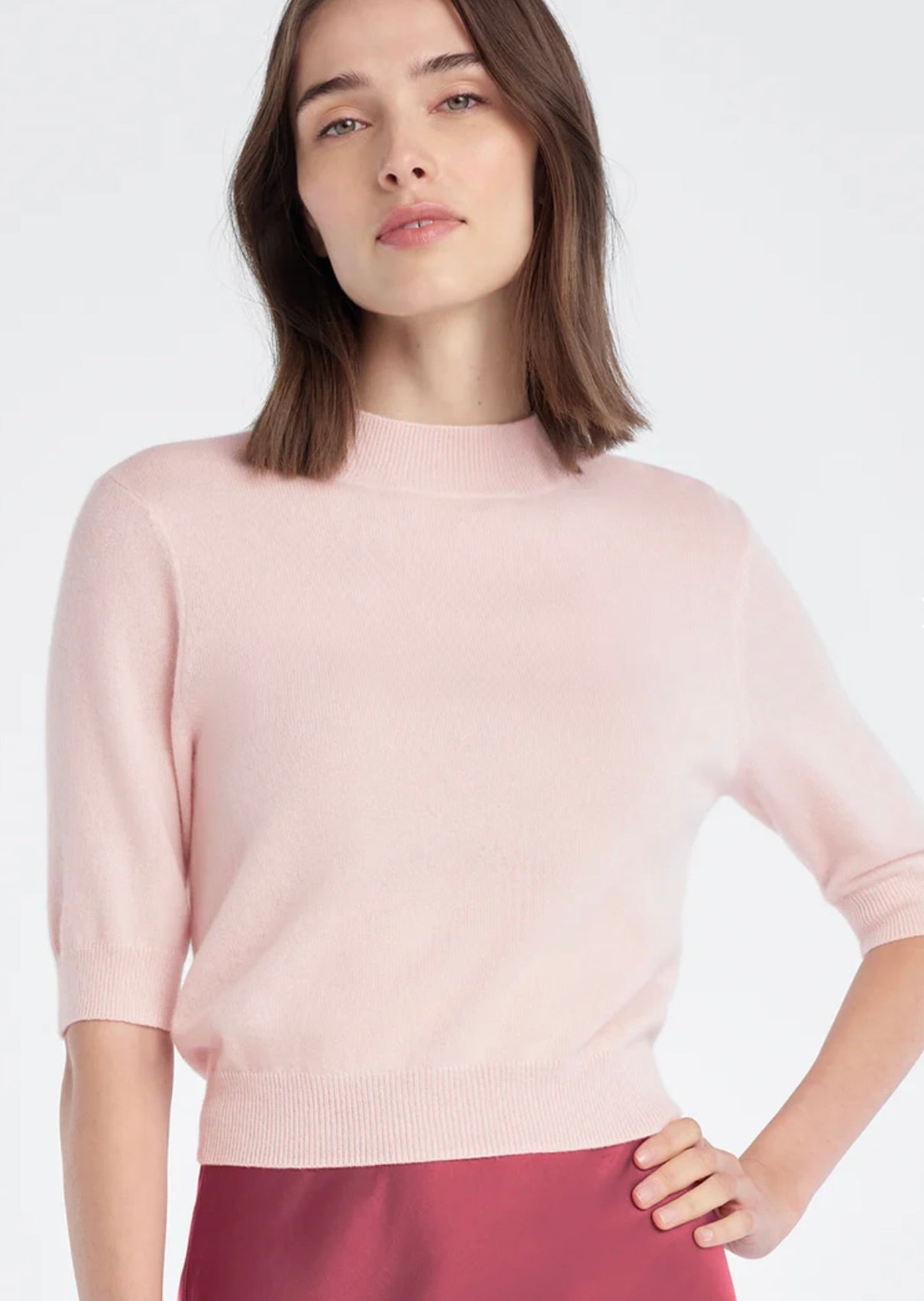 ‌Pale Pink Ribbed Pullover