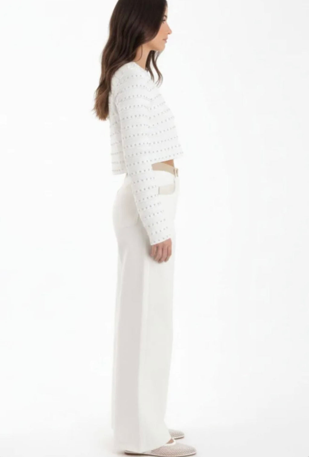 ‌White Studded Cardigan