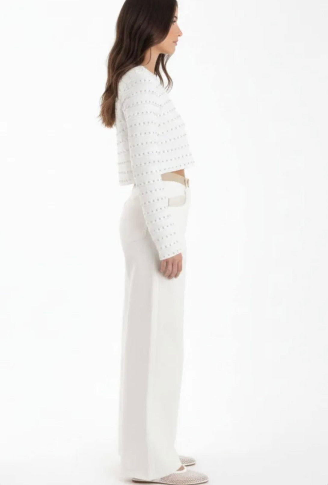 ‌White Studded Cardigan