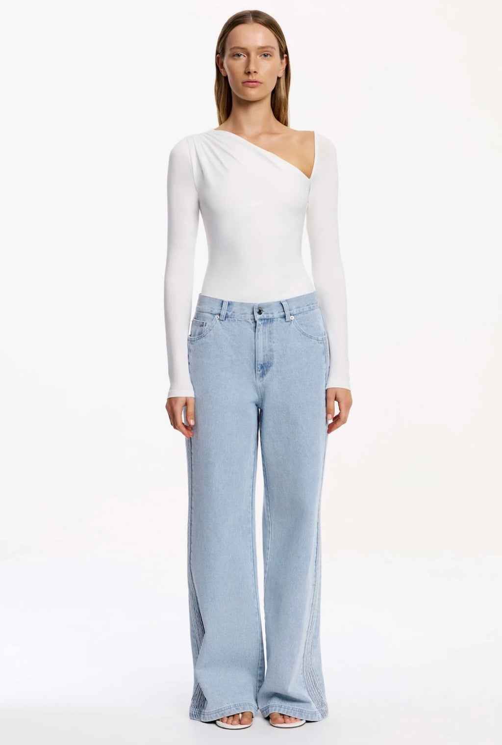 Blue Wash High-Rise Straight-Leg Slouchy Jeans