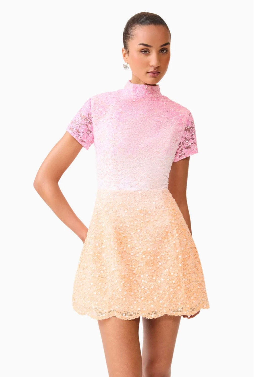 Pink Ombre Strapless Sequin