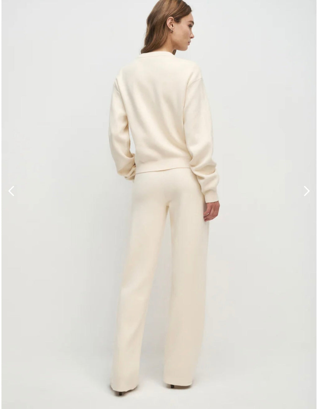 Ivory Cashmere-Cotton Wide-Leg Pants