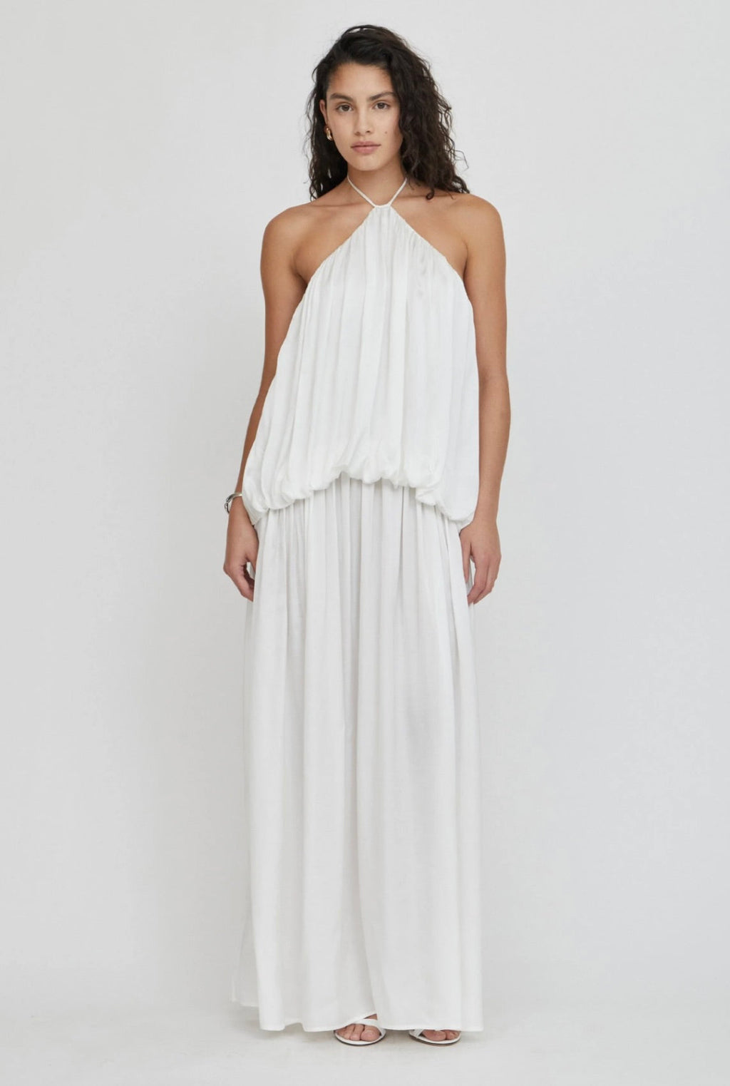 Cloud Halter Maxi Dress with Billowing Silhouette & Scooped Back