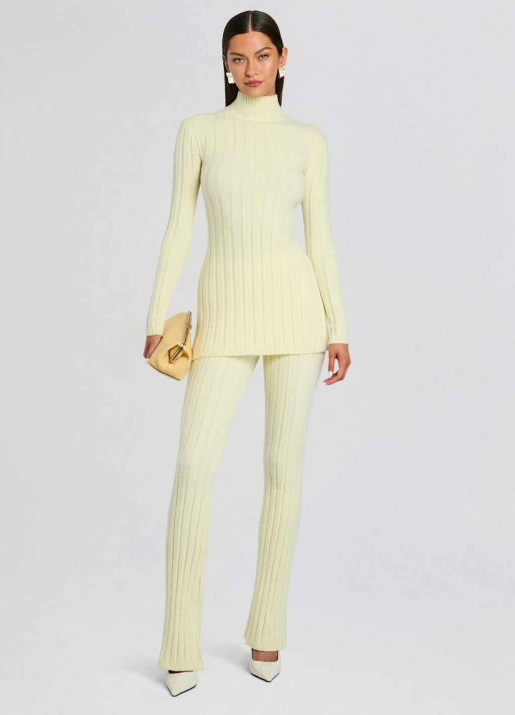 ‌Pastel Yellow Mock Neck Tunic