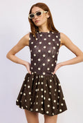 Brown Ivory Polka Dot Bubble Mini Dress