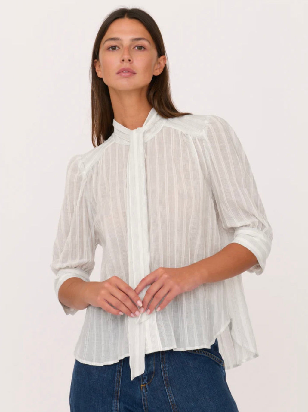 ‌White Stripe Blouse