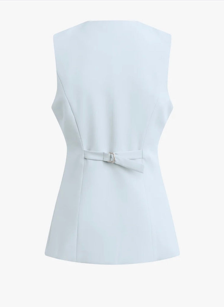 Silver Dome-Button Lightweight Vest
